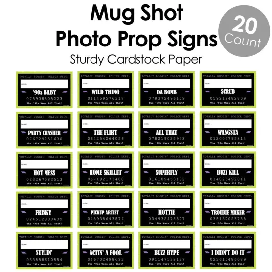 Big Dot of Happiness 90's Throwback - Party Mug Shots - Photo Booth Props 1990s Party Mugshot Signs - 20 Count {6}
