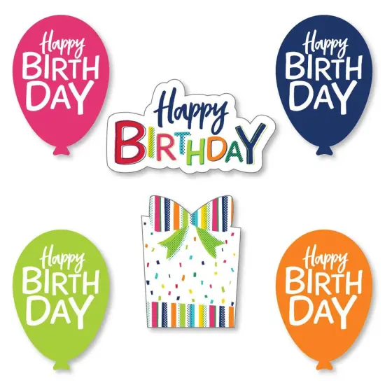 Big Dot of Happiness Cheerful Happy Birthday - DIY Shaped Colorful Birthday Party Cut-Outs - 24 Count {1}