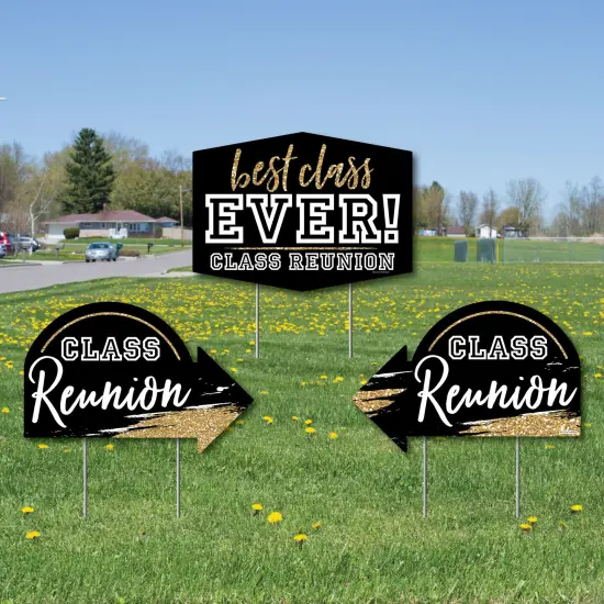 Big Dot of Happiness Reunited - School Class Reunion Party Yard Sign with Stakes - Double Sided Outdoor Lawn Sign - Set of 3 {1}