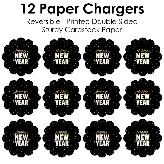 Big Dot of Happiness Hello New Year - NYE Party Round Table Decorations - Paper Chargers - Place Setting For 12 {7}