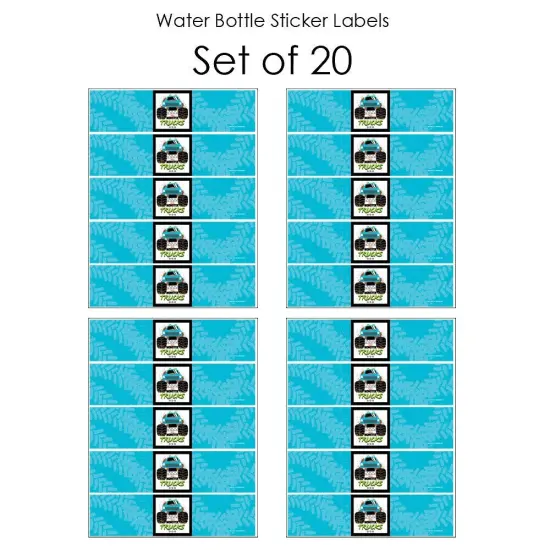 Big Dot of Happiness Smash and Crash - Monster Truck - Boy Birthday Party Water Bottle Sticker Labels - Set of 20 {4}