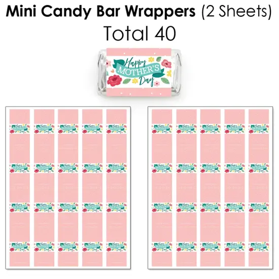 Big Dot of Happiness Colorful Floral Happy Mother's Day - Candy Wrappers & Stickers - We Love Mom Party Candy Favor Sticker Kit - 304 Pieces {4}