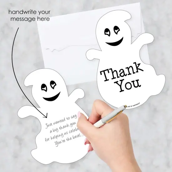 Big Dot of Happiness Spooky Ghost - Shaped Thank You Cards - Halloween Party Thank You Note Cards with Envelopes - Set of 12 {3}