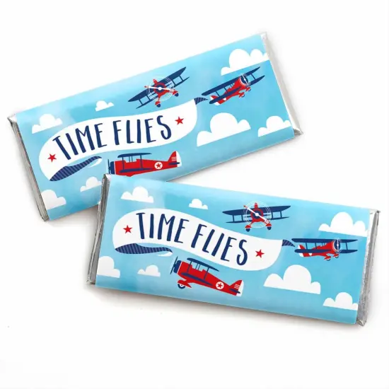 Big Dot of Happiness Taking Flight - Airplane - Candy Bar Wrapper Vintage Plane Baby Shower or Birthday Party Favors - Set of 24 {1}