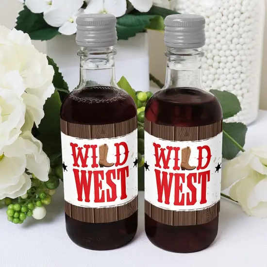 Big Dot of Happiness Western Hoedown - Mini Wine and Champagne Bottle Label Stickers - Wild West Cowboy Party Favor Gift for Women and Men - Set of 16 {6}