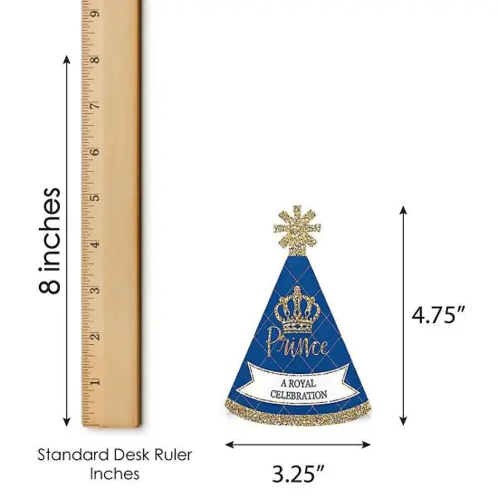 Big Dot of Happiness Royal Prince Charming - Mini Cone Baby Shower or Birthday Party Hats - Small Little Party Hats - Set of 8 {6}