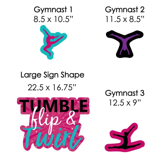 Big Dot of Happiness Tumble, Flip & Twirl - Gymnastics - Yard Sign & Outdoor Lawn Decorations - Birthday Party or Gymnast Party Yard Signs - Set of 8 {7}