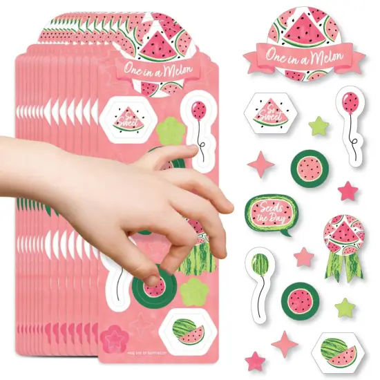 Big Dot of Happiness Sweet Watermelon - Birthday Party Favor Kids Stickers - 16 Sheets - 256 Stickers {1}