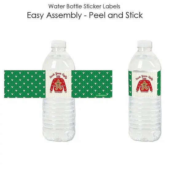 Big Dot of Happiness Ugly Sweater - Holiday and Christmas Party Water Bottle Sticker Labels - Set of 20 {3}