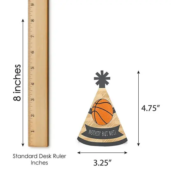 Big Dot of Happiness Nothin' but Net - Basketball - Mini Cone Baby Shower or Birthday Party Hats - Small Little Party Hats - Set of 8 {7}