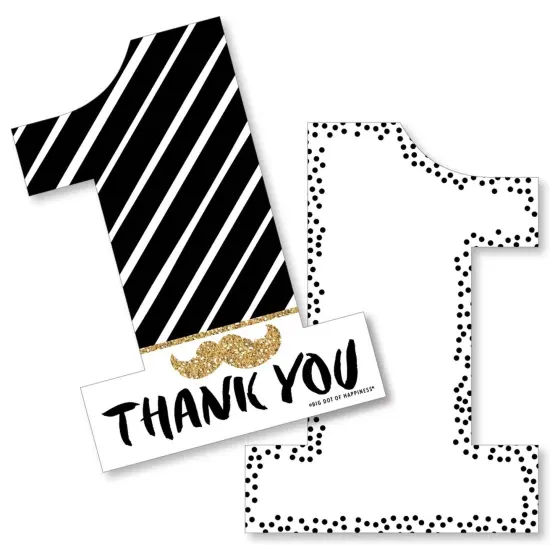Big Dot of Happiness 1st Birthday Little Mr. Onederful - Shaped Thank You Cards - Boy First Birthday Party Note Cards with Envelopes - Set of 12 {1}