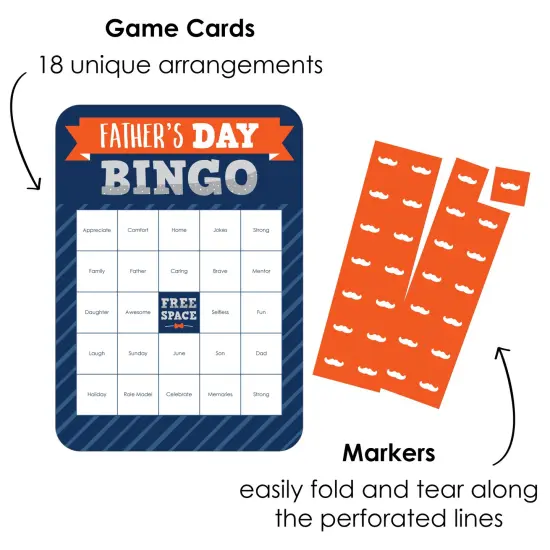 Big Dot of Happiness Happy Father's Day - Bingo Cards and Markers - We Love Dad Party Bingo Game - Set of 18 {3}