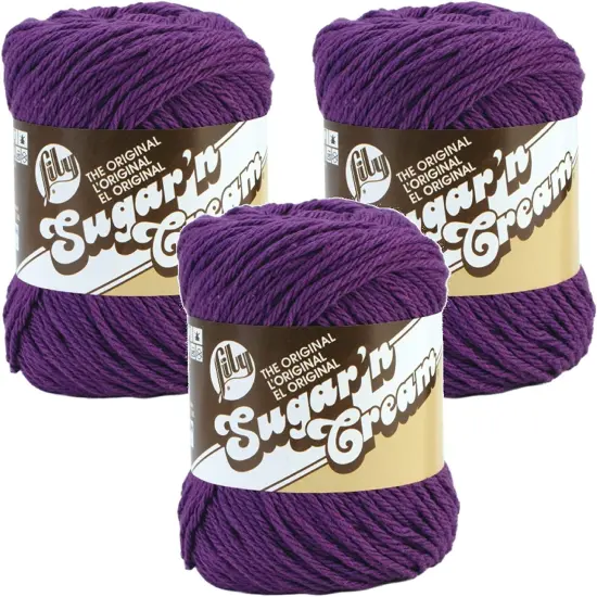 (Pack of 3) Lily Sugar'n Cream Yarn - Solids-Black Currant {1}