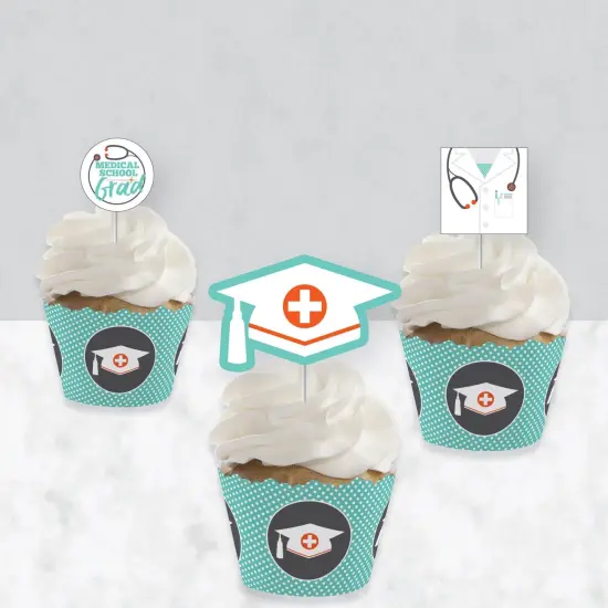 Big Dot of Happiness Medical School Grad - Cupcake Decoration - Doctor Graduation Party Cupcake Wrappers and Treat Picks Kit - Set of 24 {4}