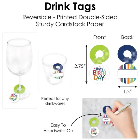 Big Dot of Happiness Cheerful Happy Birthday - Colorful Birthday Party Paper Charger and Table Decorations - Chargerific Kit - Place Setting for 8 {7}