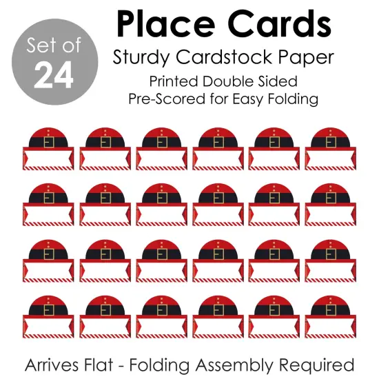 Big Dot of Happiness Jolly Santa Claus - Christmas Party Tent Buffet Card - Table Setting Name Place Cards - Set of 24 {7}