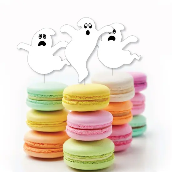 Big Dot of Happiness Spooky Ghost - Dessert Cupcake Toppers - Halloween Party Clear Treat Picks - Set of 24 {6}