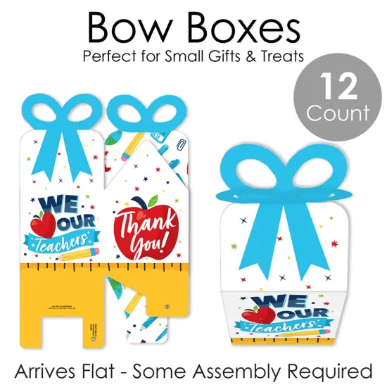 Big Dot of Happiness Thank You Teachers - Square Favor Gift Boxes - Teacher Appreciation Bow Boxes - Set of 12 {7}