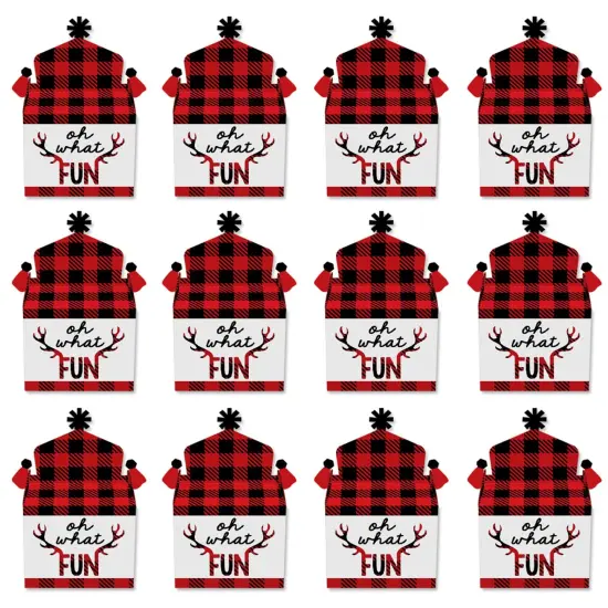 Big Dot of Happiness Prancing Plaid - Treat Box Party Favors - Reindeer Holiday and Christmas Party Goodie Gable Boxes - Set of 12 {6}