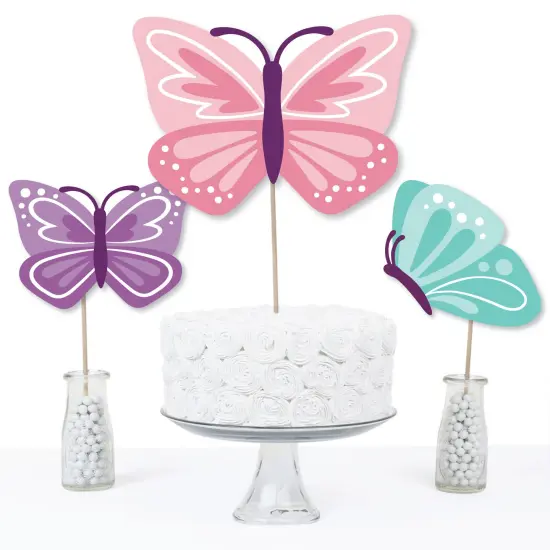 Big Dot of Happiness Beautiful Butterfly - Floral Baby Shower or Birthday Party Centerpiece Sticks - Table Toppers - Set of 15 {4}
