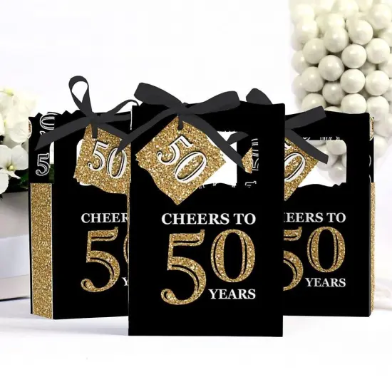Big Dot of Happiness Adult 50th Birthday - Gold - Birthday Party Favor Boxes - Set of 12 {4}