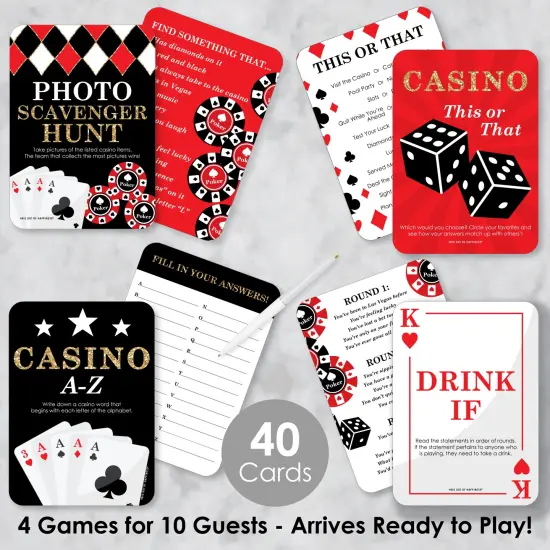 Big Dot of Happiness Las Vegas - 4 Casino Party Games - 10 Cards Each - Gamerific Bundle {3}