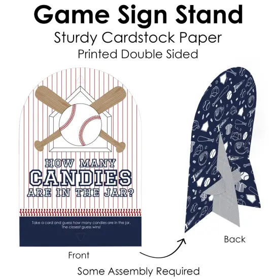 Big Dot of Happiness Batter Up - Baseball - How Many Candies Baby Shower or Birthday Party Game - 1 Stand and 40 Cards - Candy Guessing Game {6}