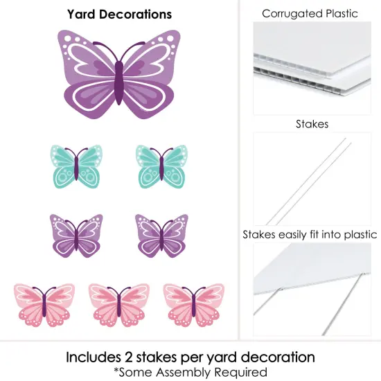 Big Dot of Happiness Beautiful Butterfly - Yard Sign and Outdoor Lawn Decorations - Floral Baby Shower or Birthday Party Yard Signs - Set of 8 {6}