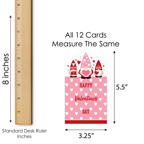 Big Dot of Happiness Valentine Gnomes - Valentine's Day Cards for Kids - Happy Valentine's Day Pull Tabs - Set of 12 {7}