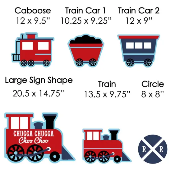 Big Dot of Happiness Railroad Party Crossing - Yard Sign & Outdoor Lawn Decorations - Steam Train Birthday Party or Baby Shower Yard Signs - Set of 8 {7}
