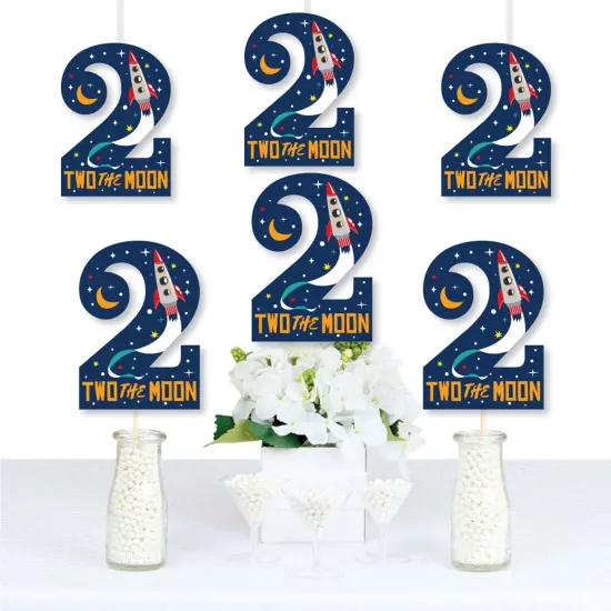 Big Dot of Happiness 2nd Birthday Two The Moon - Two Shaped Decorations DIY Outer Space Second Birthday Party Essentials - Set of 20 {1}