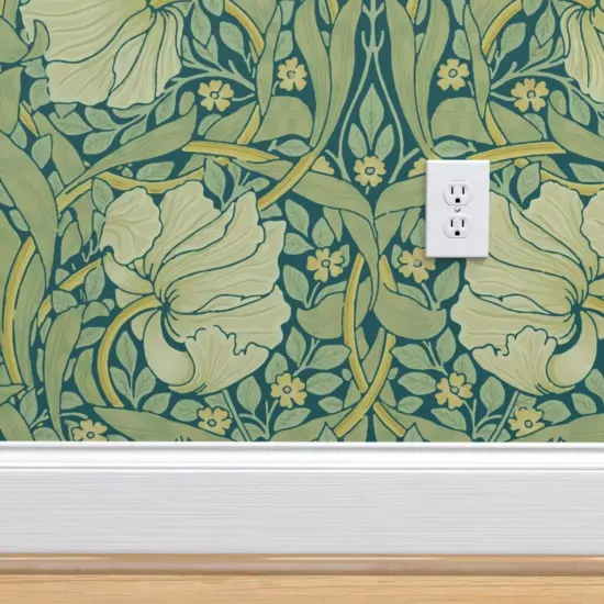 Peel & Stick Wallpaper 2FT Wide Victorian English William Morris Arts And Crafts Botanical Custom Removable Wallpaper by Spoonflower {4}