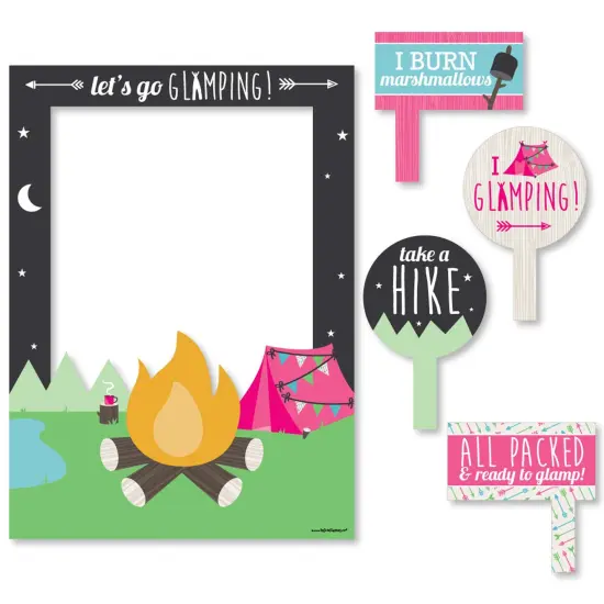 Big Dot of Happiness Let's Go Glamping - Camp Glamp Party or Birthday Party Selfie Photo Booth Picture Frame & Props - Printed on Sturdy Material {7}