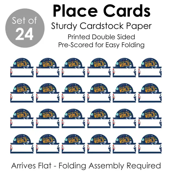 Big Dot of Happiness Blast Off to Outer Space - Rocket Ship Baby Shower or Birthday Party Tent Buffet Card - Table Setting Name Place Cards - 24 Ct {7}