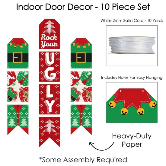 Big Dot of Happiness Ugly Sweater - Hanging Vertical Paper Door Banners - Holiday and Christmas Party Wall Decoration Kit - Indoor Door Decor {6}