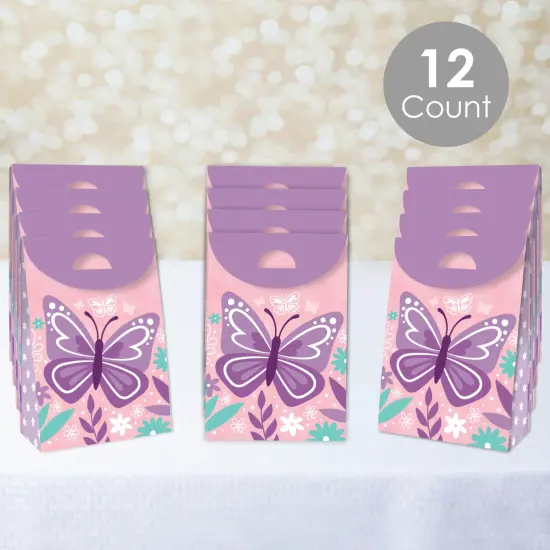 Big Dot of Happiness Beautiful Butterfly - Floral Baby Shower or Birthday Gift Favor Bags - Party Goodie Boxes - Set of 12 {3}
