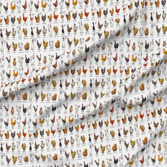 Various Fabrics by the Yard or Fat Quarter Chickens World Chicken Illustration Cute Rooster Modern Farmhouse Farm Animal Shabby Chic Kitchen Livestock Custom Printed Fabric by Spoonflower {6}