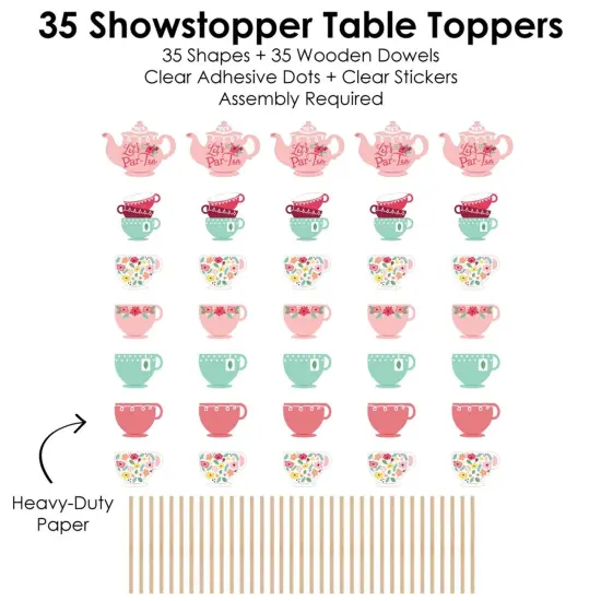 Big Dot of Happiness Floral Let's Par-Tea - Garden Tea Party Centerpiece Sticks - Showstopper Table Toppers - 35 Pieces {7}