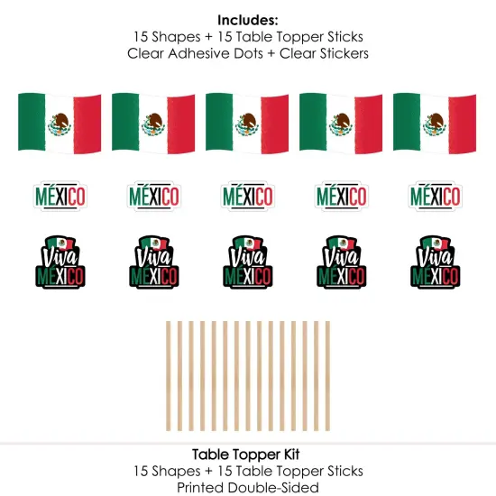 Big Dot of Happiness Viva Mexico - Mexican Independence Day Party Centerpiece Sticks - Table Toppers - Set of 15 {7}