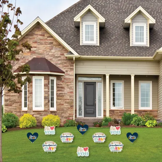 Big Dot of Happiness Happy Grandparents Day - Heart Lawn Decorations - Outdoor Grandma & Grandpa Party Yard Decorations - 10 Piece {3}