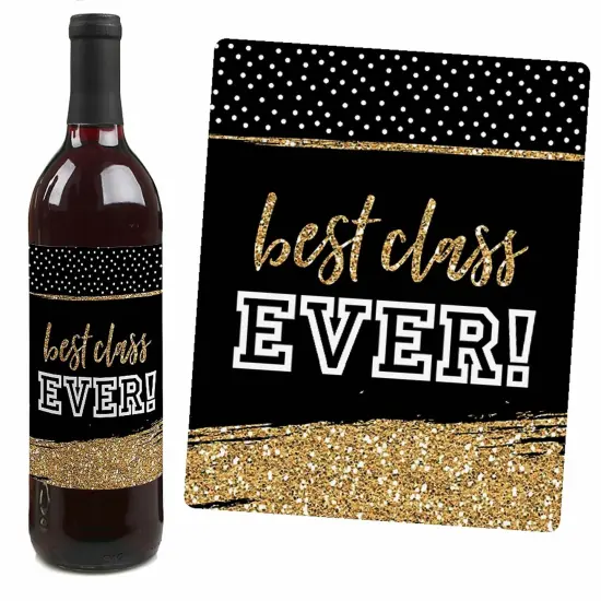 Big Dot of Happiness Reunited - School Class Reunion Party Decorations for Women and Men - Wine Bottle Label Stickers - Set of 4 {7}