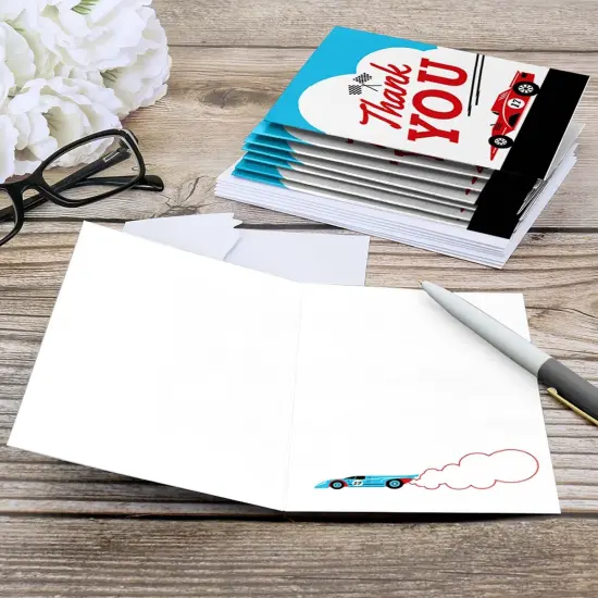Big Dot of Happiness Let's Go Racing - Racecar - Baby Shower or Race Car Birthday Party Thank You Cards (8 count) {6}