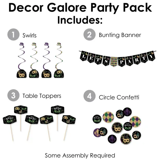 Big Dot of Happiness Mardi Gras - Masquerade Party Supplies Decoration Kit - Decor Galore Party Pack - 51 Pieces {3}