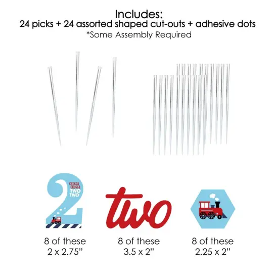 Big Dot of Happiness 2nd Birthday Railroad Party Crossing - Dessert Cupcake Toppers - Steam Train Second Birthday Party Clear Treat Picks - Set of 24 {7}