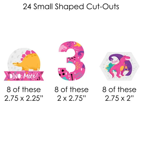 Big Dot of Happiness 3rd Birthday Roar Dinosaur Girl - Three Rex Dino Third Birthday Party DIY Decorations - Clothespin Garland Banner - 44 Pieces {7}