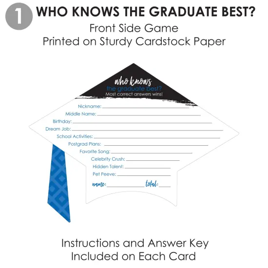 Big Dot of Happiness Blue Grad - Best is Yet to Come - 2-in-1 Royal Blue Graduation Party Cards - Activity Duo Games - Set of 20 {7}