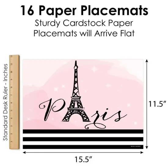 Big Dot of Happiness Paris, Ooh La La - Party Table Decorations - Paris Themed Baby Shower or Birthday Party Placemats - Set of 16 {5}