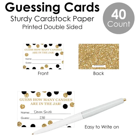 Big Dot of Happiness Adult 30th Birthday - Gold - How Many Candies Birthday Party Game - 1 Stand and 40 Cards - Candy Guessing Game {7}