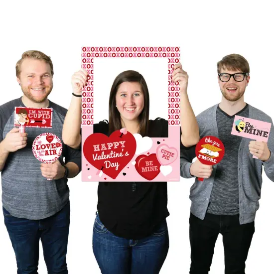 Big Dot of Happiness Conversation Hearts - Valentine's Day Party Selfie Photo Booth Picture Frame & Props - Printed on Sturdy Material {3}