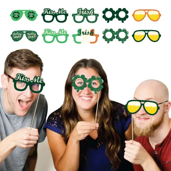 Big Dot of Happiness St. Patrick's Day Glasses - Paper Card Stock Saint Paddy's Day Party Photo Booth Props Kit - 10 Count {3}